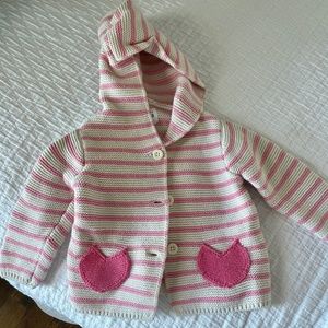 Gap 6-12 months pink striped sweater cardigan